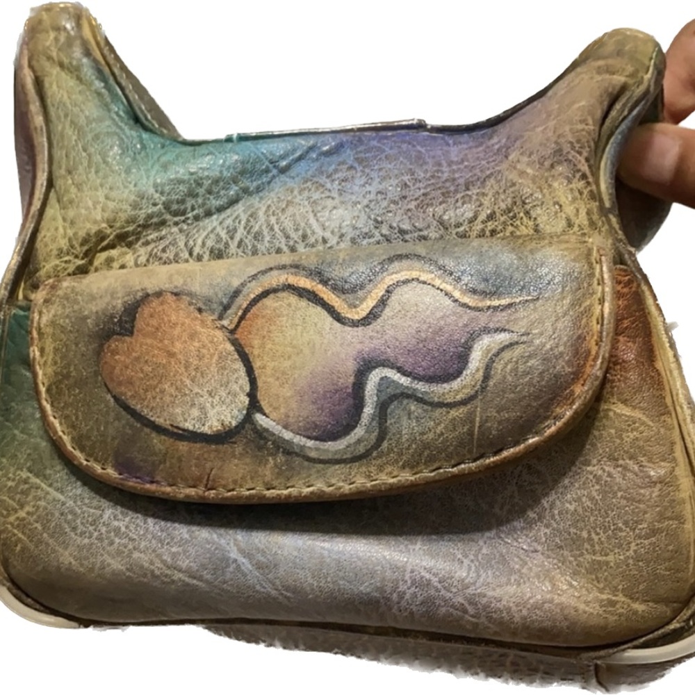 Anuschka Vintage unusual leather painted Anuschka purse. Hand painted in India